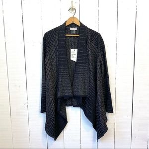St. John striped open front cardigan black and gold